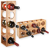 Gräfenstayn® 30543 Botelleros CUBE - apilable de madera de bambú para 5 botellas de vino para la colocación- la…